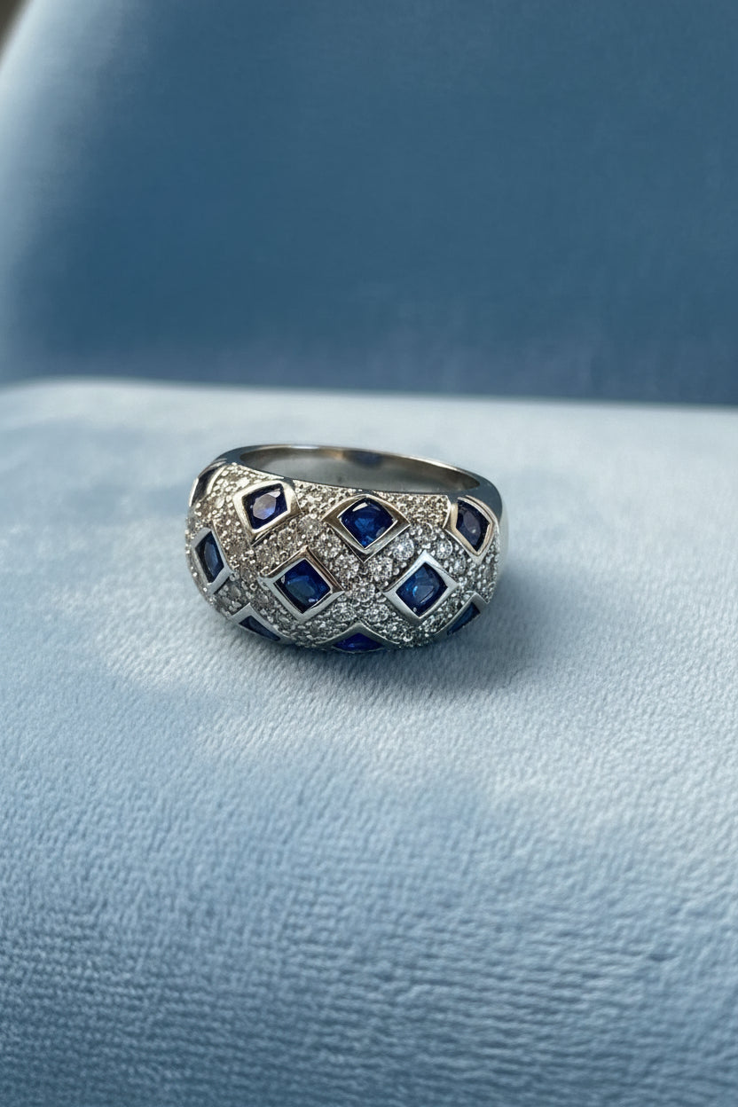 Anillo circonitas azules