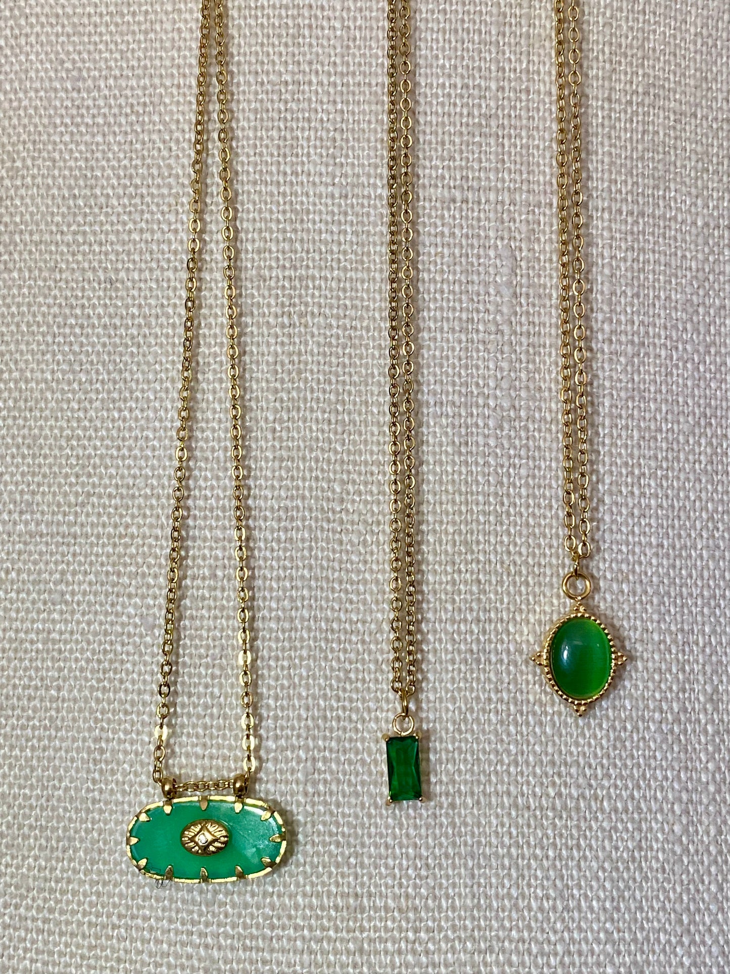Green stone pendants