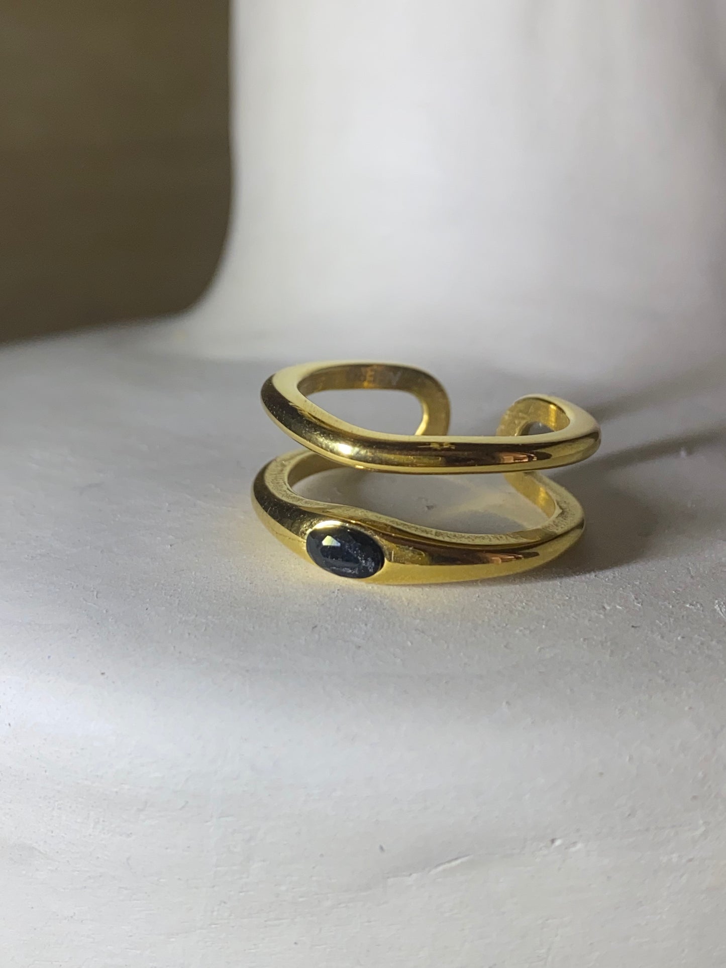 Anillo doble circonita negra