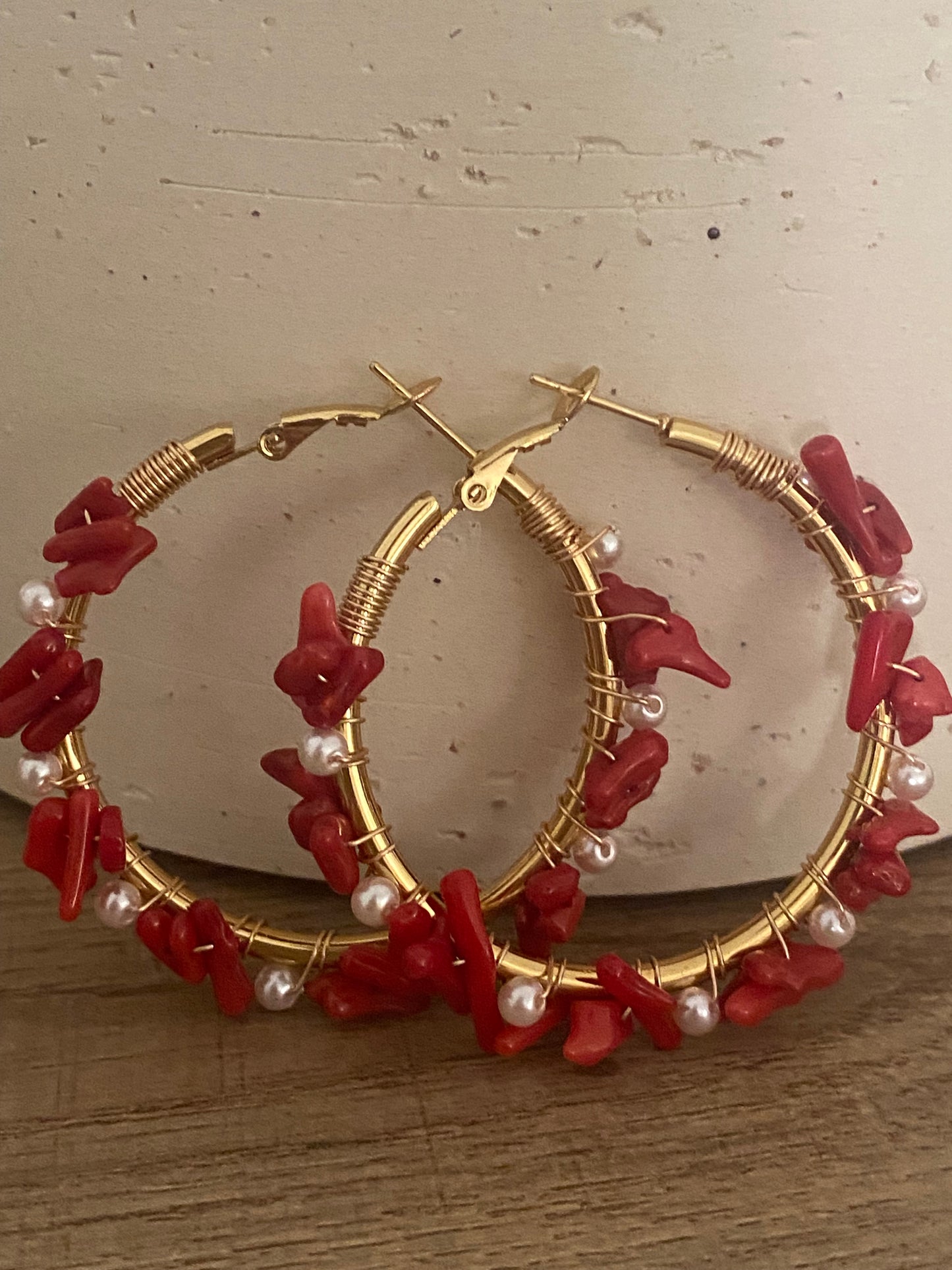 Maxi aros perlas y coral