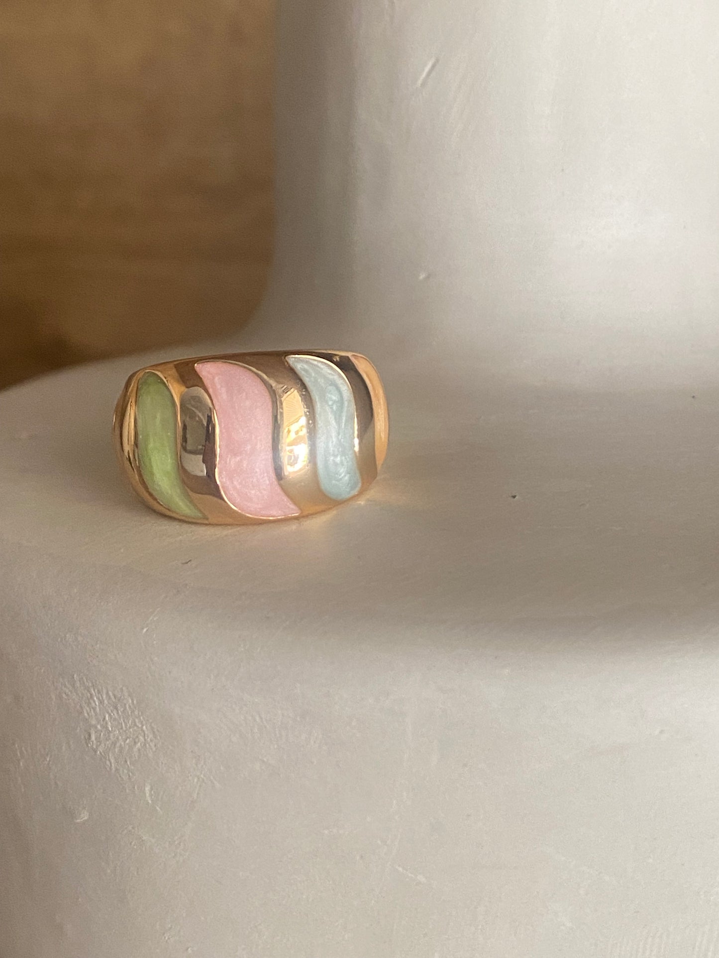 Pastel enameled ring