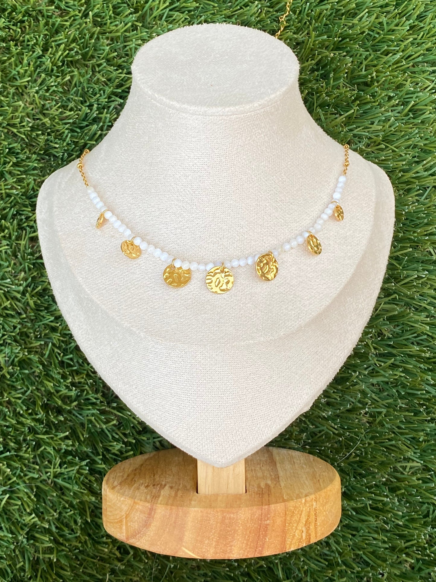 White bead necklace