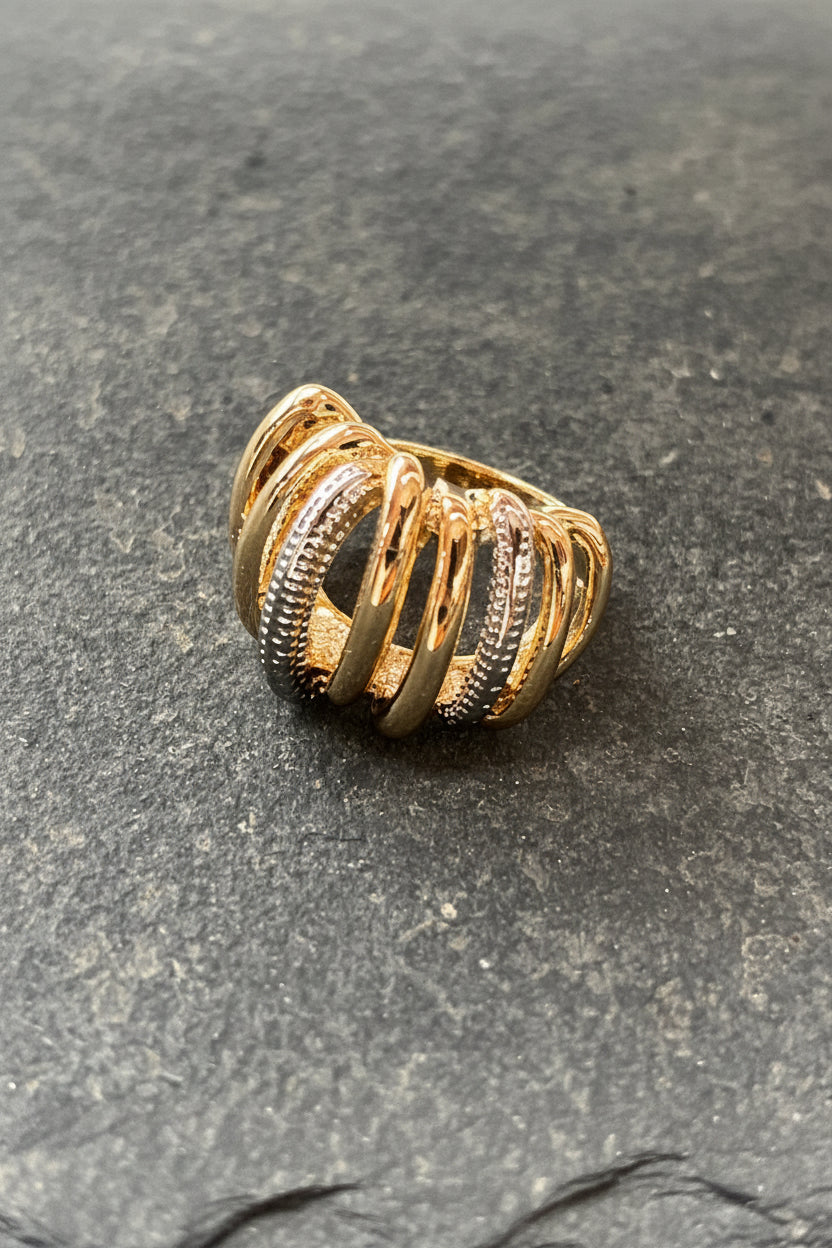 Maxi anillo dorado y plateado