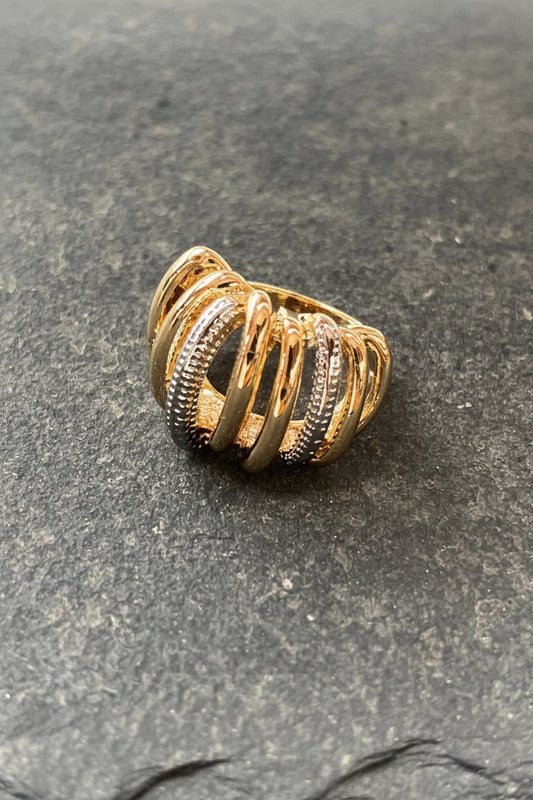Maxi anillo dorado y plateado