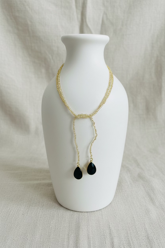 NEW IN! Collar vueltas piedra negra