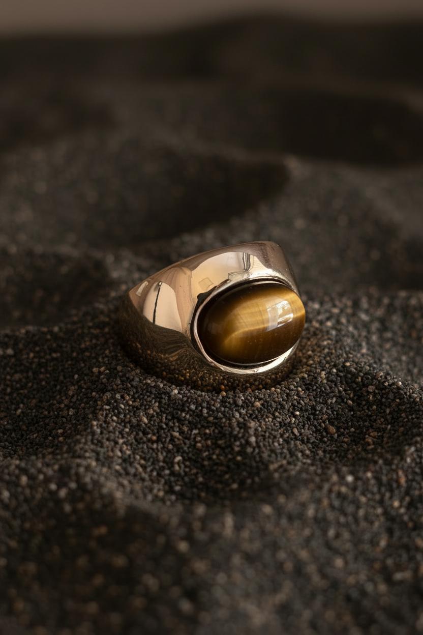 NEW IN! Anillo piedra marrón