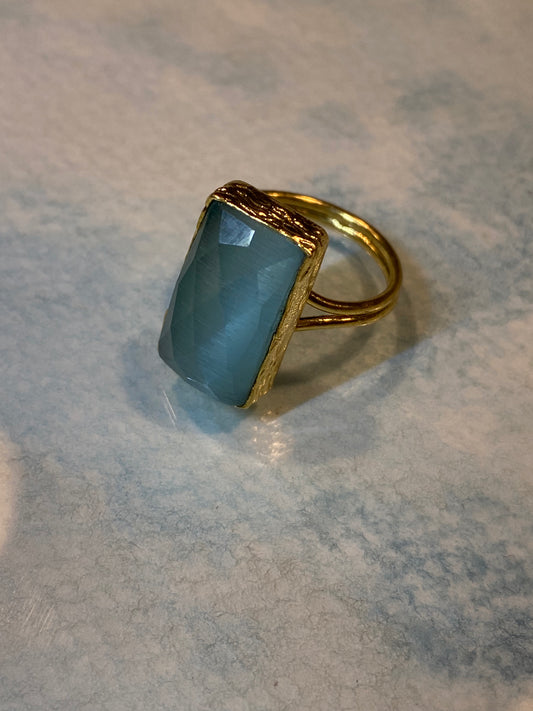Ring with blue natural stone