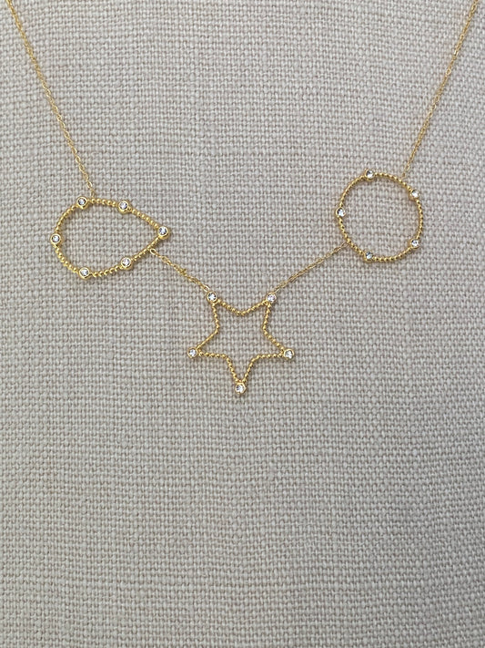 Golden chain with zircon details