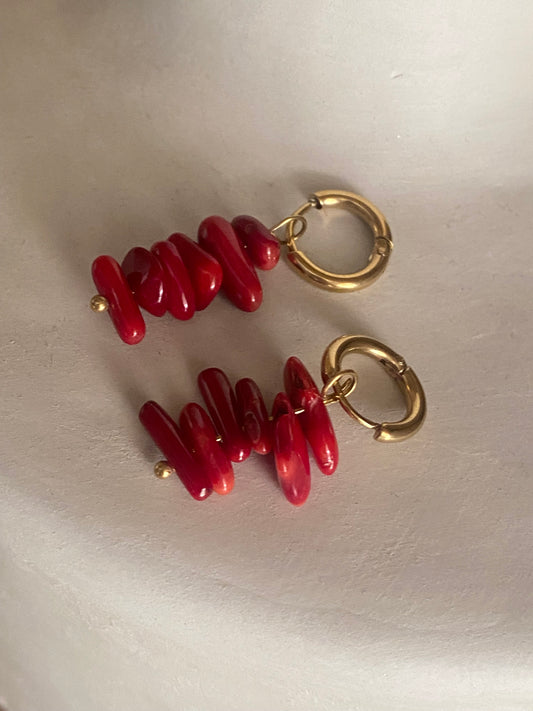 Pendientes aro coral
