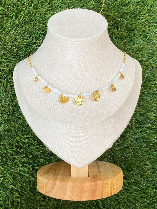 White bead necklace