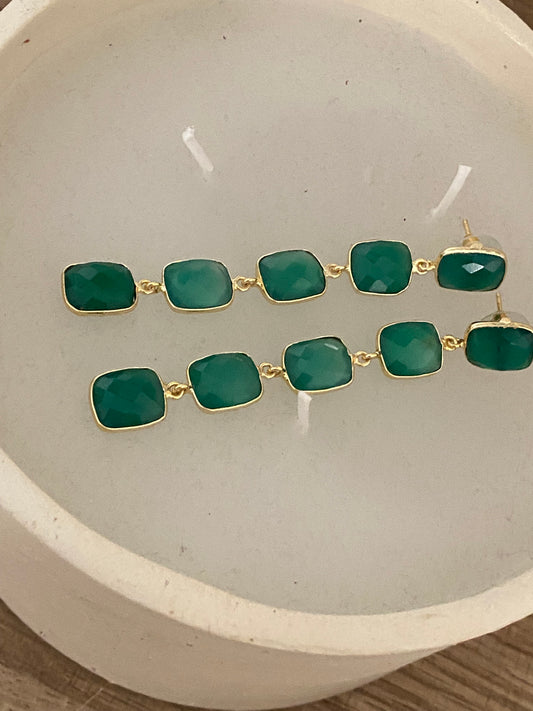 Pendientes largos piedras verdes