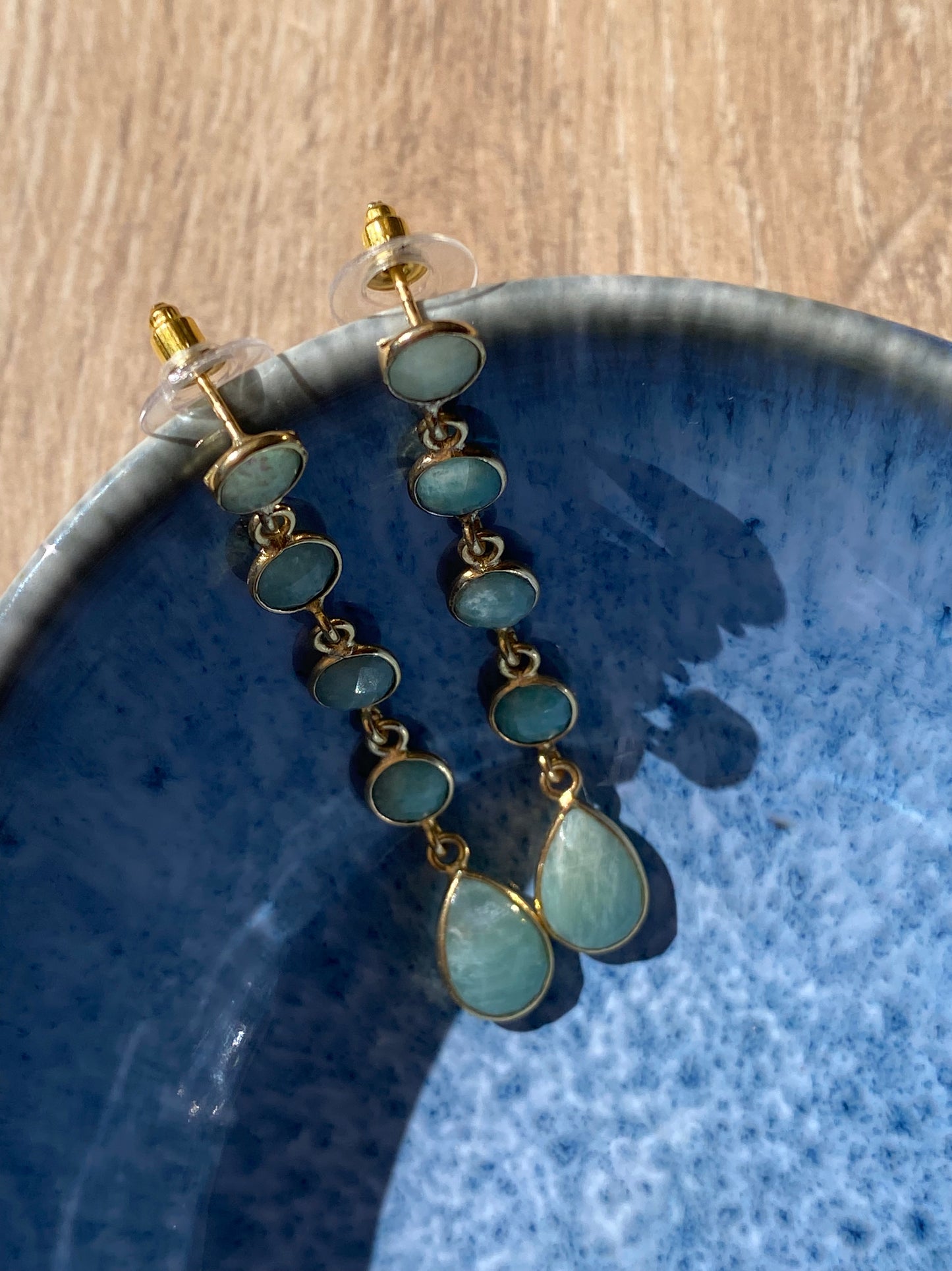 Pendientes largos piedras azules