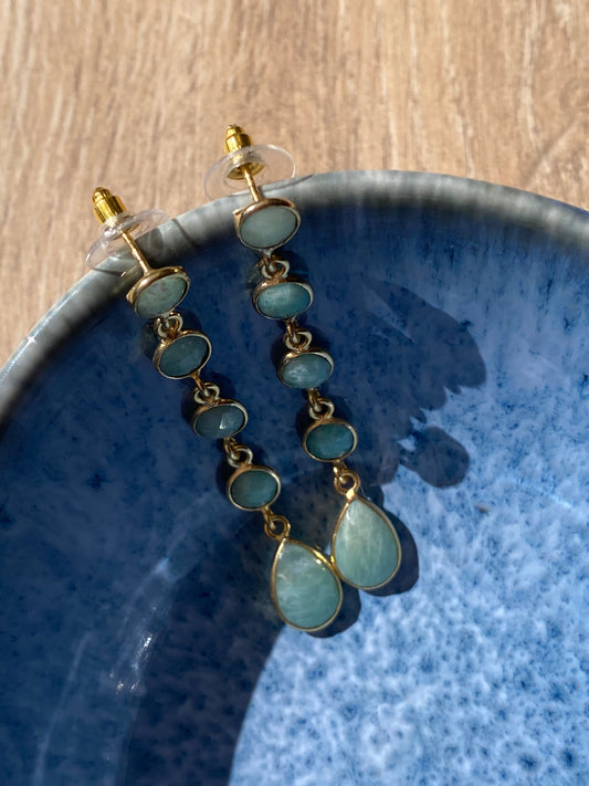 Pendientes largos piedras azules