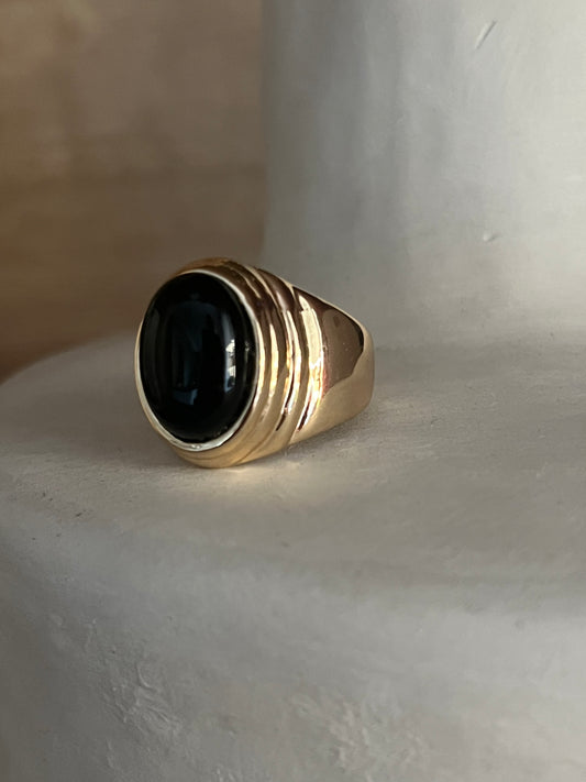 Anillo sello piedra negra