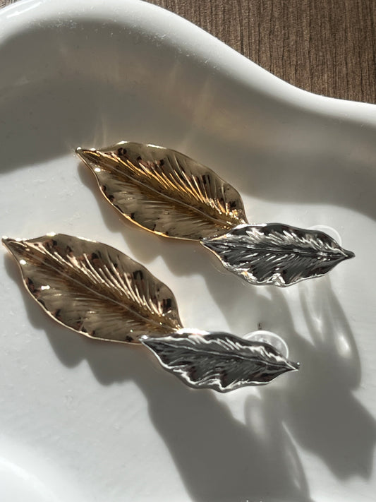 Pendientes hojas bitono