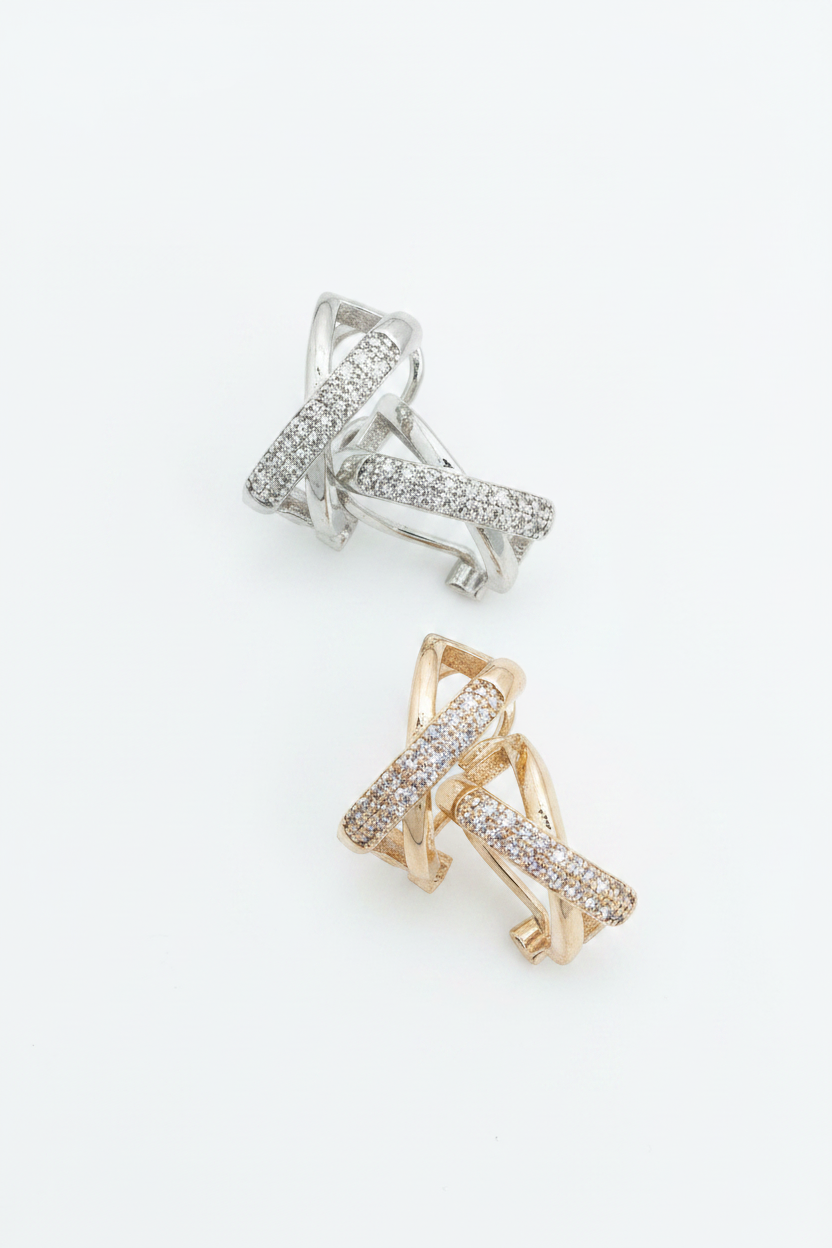 Aros cruzados con circonitas