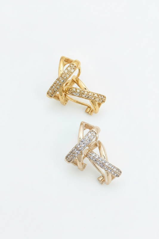 Aros cruzados con circonitas