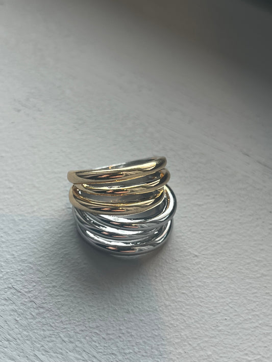 Anillo múltiple bicolor